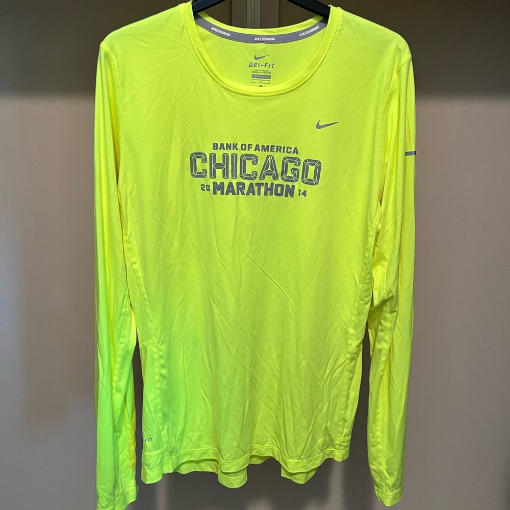 Nike Men's Neon Yellow Marathon Long Sleeve Tee